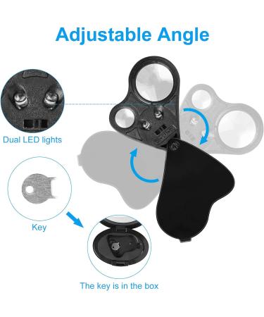 2 Pack Illuminated Jewelers Loupe 30X 60X 90X Portable Eye Loupe Magnifier Lighted Magnifying Glass with Bright LED Light for Jewelry Coins Gems Stamps Watches Rocks Black - Buy Online on SooperMarket.com