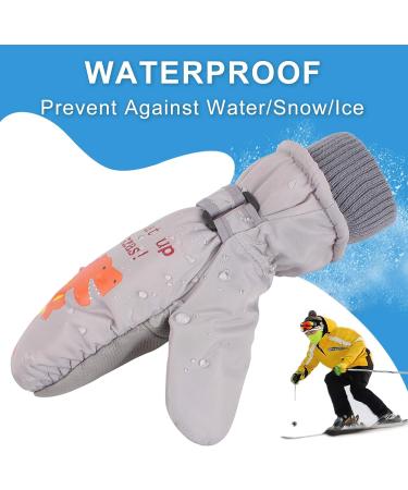 XIAOHAWANG Kids Ski Gloves - Waterproof Dinosaur Mittens for Boys and Girls (2-4 Years) - Grey - Buy Online on SooperMarket.com