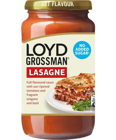Loyd Grossman No Added Sugar Red Lasagne Sauce 450g Jar - Full-Flavoured Cooking Sauce - Buy Online on SooperMarket.com