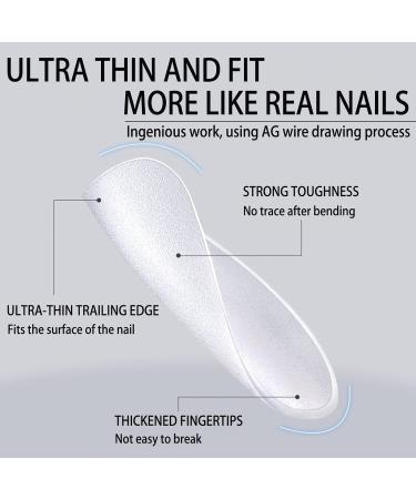 240pcs Short Almond Shaped Nail Tips Clear Soft Gel Full Coverage Extension Kit | 12 Sizes | Nail Salon & Home DIY - Buy Online on SooperMarket.com