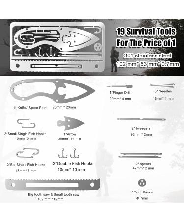 Moricher Survival Card Multitool- Fishing Line & EDC Kit for Outdoor Camping, Hiking, and Hunting - Silver 6pcs - Buy Online on SooperMarket.com