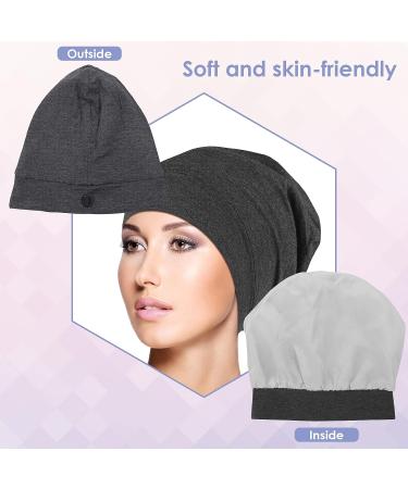 Silk Bonnet Sleep Cap with Satin Lining for Medium Curly Hair - Grey - Buy Online on SooperMarket.com