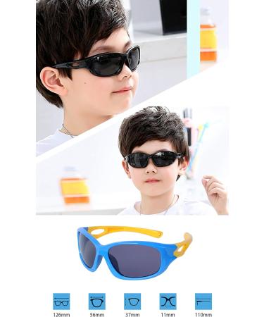 Kids Polarized Sports Sunglasses with Anti-Slip Band & Case | Flexible TR90 Frame for Boys & Girls 3-12 (Blue) - Buy Online on SooperMarket.com
