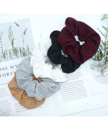 Soft Knitted Scrunchies Dark Colors - Cotton Hair Ties for Women - Buy Online on SooperMarket.com