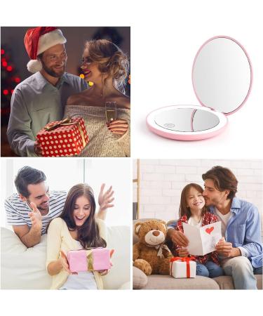HEYISSU LED Compact Mirror 10X Magnifying Travel Makeup Mirror with Light - Pink 3.5 inch Pocket Purse Handbag Mirror - Buy Online on SooperMarket.com