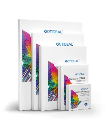 GOTIDEAL Canvases for Painting 18 Pack Canvas Boards Multipack 4x4 5x7 8x10 9x12 11x14 Primed White Blank Artist Canvas Panels Variety Pack for Acrylic Paint Oil Paint Watercolor Gouache