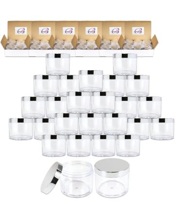 Beauticom 4 oz. (120g/120ML Quantity: 36 Pieces) Thick Wall Round Leak Proof Clear Acrylic Jars w/Lids for Beauty Cream (36 Pieces (36 Jars + Lids Together) Silver)