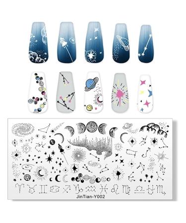 OUBFUUY Moon & Star Nail Stamp Plates Nails Art Stamping Plates Constellation Theme Nail plate Template Image Plates