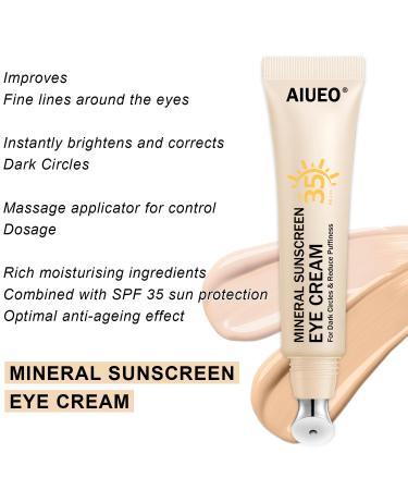 Buy Mineral Sunscreen Eye Cream - Hydrating 3-in-1 Anti-Aging SPF 35 Blue Light Filter for Dark Circles & Puffiness - 15ml (#02 Medium) - International Shipping Available - Buy Online on SooperMarket.com