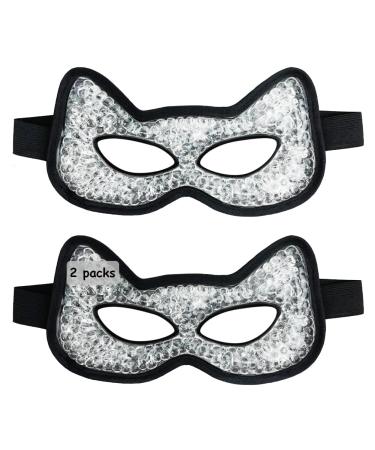 Cooling Eye Mask Gel Eye Mask Hot Cold Use Cold Eye Mask for Puffy Eyes Dry Eyes Headaches Migraines Sinus Dark Circles (2 blue) Black 2