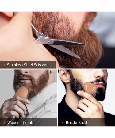 Beard Grooming Kit for Men - Beard Growth Set with Oil, Shampoo, Balm, Comb, Brush, Scissors - Best Men's Beard Gifts with Menthol - Buy Online on SooperMarket.com