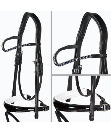 Heinick-Reitsport bridle anatomical performance white lacquer conical RH bridle hook warmblood selection (glow-navy)