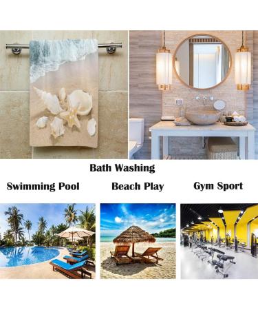 Wamika Beach Seashell Starfish Hand Towels - Ultra Soft Absorbent Bathroom Towel for Home & Gym - 16x30 - Buy Online on SooperMarket.com