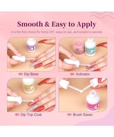 Saviland Dip Powder Liquid Set - 4+4 pcs French Manicure Starter Kit for Salon & DIY Use - Buy Online on SooperMarket.com