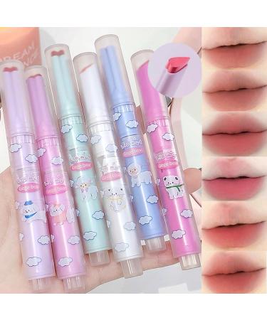 6 Colors Cute Love Lipstick Set Heart Shape Velvet Matte Lipstick Nude Waterproof Long Lasting&Non-Stick Cup Lip Clay Cute Lip Makeup for Girls