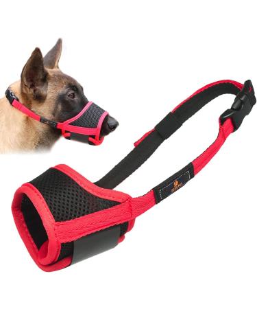 Muzzle for dogs muzzle with Velcro fastener bite bite safe barking and chewing with adjustable loop breathable mesh - red XL XL red red