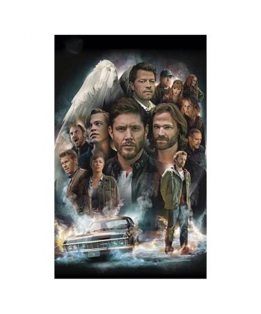 NuoNi 5D DIY Full Round Diamond Painting Supernatural Classic Tv Poster Cross Stitch 3D Embroidery Mosaic Home Decor Art-12x16inch(30x40cm)