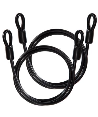 Slope cable steel cable with eyelet safety cable 1m long 6mm thickness with plastic for cable lock bicycle trailer black 2 pieces 1m-6mm