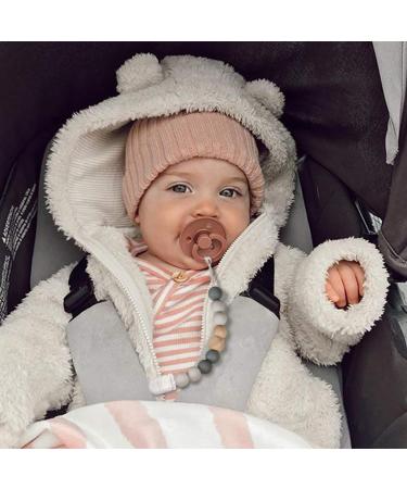 Kowlone Dummy Clips - Soother Pacifier Chain Holder for Boys Girls Unisex Newborn Dummies (Grey Beige) - Buy Online on SooperMarket.com