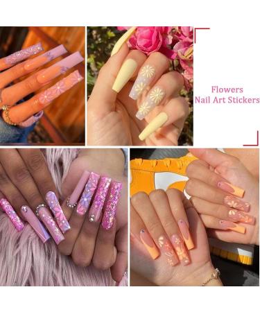30 Colorful Flower Nail Art Stickers - Self Adhesive Decals for DIY Manicure Decorations - Floral Bow Tie, Daisy, Heart Designs - Nail Art Supplies for Women and Girls - Buy Online on SooperMarket.com