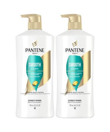 Pantene Conditioner Twin Pack with Hair Treatment Set Smooth and Sleek for Frizz Control Safe for Color-Treated Hair