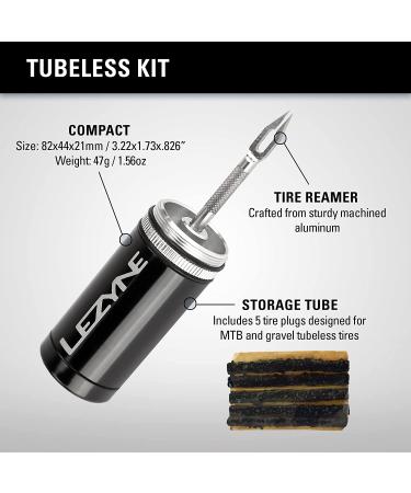 LEZYNE Tubeless Bike Tire Repair Kit - Mountain & Gravel, 5 Thick Plugs, Ream & Storage Tube, Compact Design - Fix Punctures & Flats On The Go | Black - Buy Online on SooperMarket.com