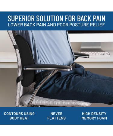 Everlasting Comfort Lumbar Support Pillow for Office Chair Memory Foam Back Cushion for Chair & Car - Black - Buy Online on SooperMarket.com