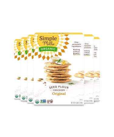 Simple Mills Original Crackers Seed Crackers Gluten Free Flax Seed Sunflower Seeds Corn Free Low Calorie Snacks Plant Based Nutrient Dense Family Size 6Count (Packaging May Vary)