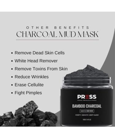 PRESS SKINCARE Bamboo Charcoal Face Mask - Exfoliating Mud Mask for Men | Pore Cleansing & Anti-Aging Hydration | 3.4 FL. OZ - Buy Online on SooperMarket.com