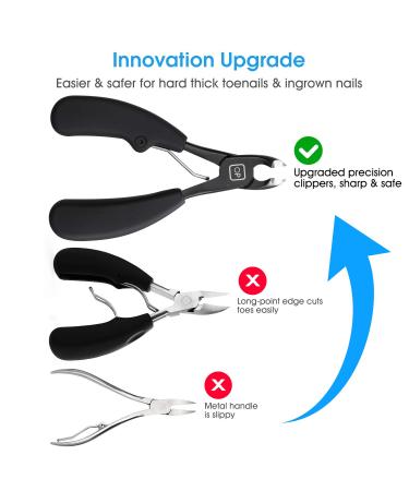 opove X5 Black Heavy Duty Toenail Clippers for Thick Ingrown Nails - Precision Nail Scissors with Super Sharp Curved Blade - Professional Grooming Tool - Buy Online on SooperMarket.com