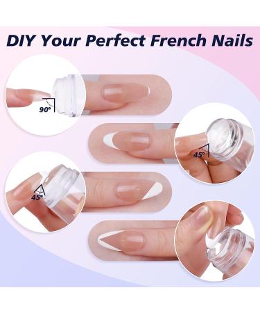 French Nails Stamp Set | Nail Design Kit with Scraper 2 Nail Stamps & 4 Transparent Silicone Gel Stamps - International Shipping Available - Buy Online on SooperMarket.com