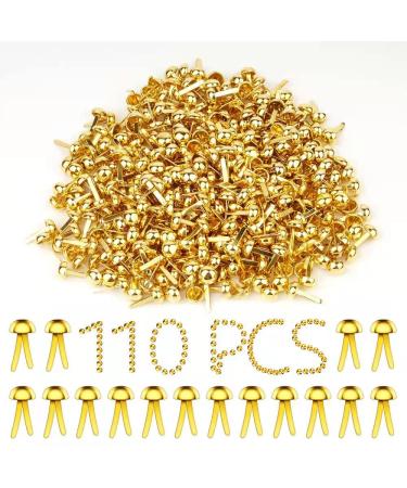 Lengtimo brads for Paper Crafts  0.47 x 0.31 inch Plated Mini Brads Paper Fastener for Scrapbooking Crafts DIY Projects (Golden) (200 Pieces)