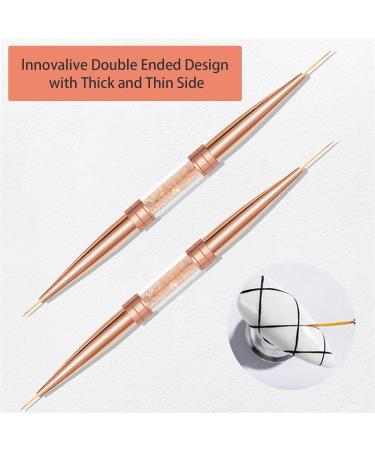 6pcs Professional Nails Art Brushes Set Double Ended Nail Striping Brush Thin Brushes For Gel Polish Pen Dotting Tool Drawing Small Details - Buy Online on SooperMarket.com