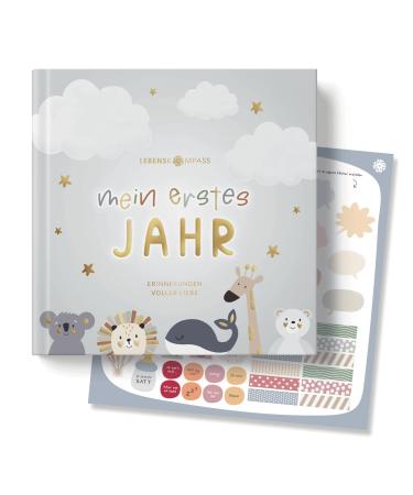 Life compass baby album My first year "air" with over 75 stickers & saying card extra - a baby book for entering - the baby diary & memory book for girls & boys