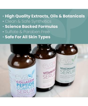 Natural Firm & Glow Skincare Set - Vitamin C, Peptide Complex, Niacinamide Serums | Eva Naturals - Buy Online on SooperMarket.com