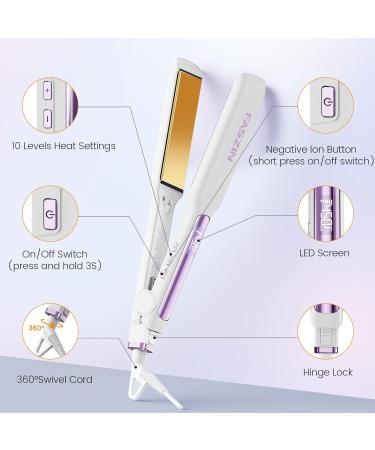 Professional Hair Straightener | 1.65" Titanium Flat Iron | Fast Heating LED Temp Display 10 Temp Levels | International Shipping Available - Buy Online on SooperMarket.com