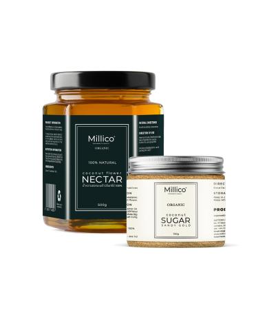 Millico Organic Coconut Flower Nectar & Sugar - Sweetener Bundle 100% natural ingredient