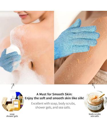 Reusable Blue Exfoliating Glove - 2pc Set for Body Scrubbing and Dead Skin Removal - Buy Online on SooperMarket.com