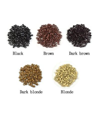 1000 Pcs Silicone Lined Micro Rings Links Beads for Hair Extensions Tool - Black, Dark Brown, Brown, Dark Blonde, Blonde - Buy Online on SooperMarket.com