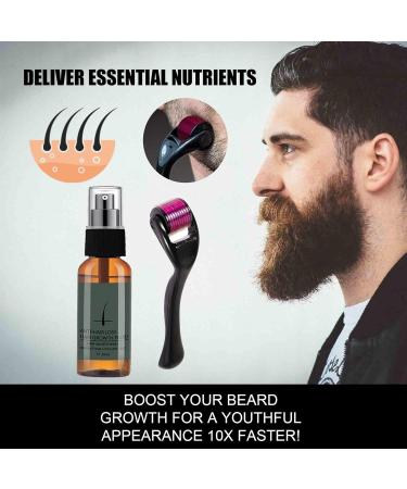 Yajexun Beard Grooming Kit - 30ml Beard Care Set for Men | Beard Growth Kit with Bart Roller & Growth Serum Oil - Buy Online on SooperMarket.com