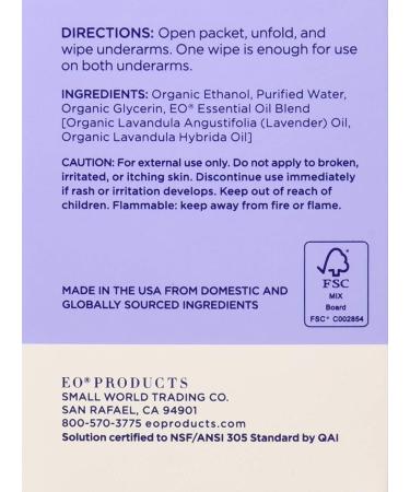 EO Lavender Deodorant Wipes - 6 Count | Natural, Refreshing, & Convenient - Buy Online on SooperMarket.com