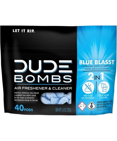 DUDE Bombs Toilet Stank Eliminator - 1 Pack, 40 Pods - Fresh Scent 2-in-1 Stank Eliminator + Toilet Bowl Freshener  Refreshing Blend of Lavender, Cedar, Lime, and Eucalyptus