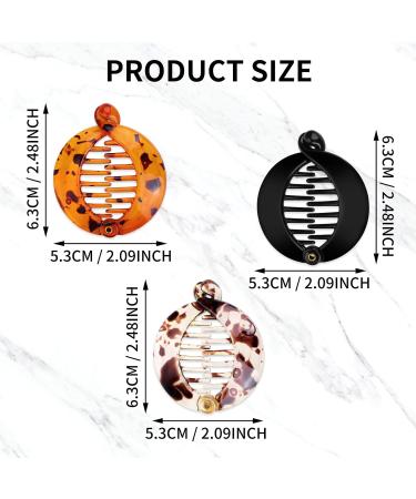 WLLHYF Hair Clips 3 Pieces Resin Banana Round Fish Clips for Women Girls Ladies Fishtail Wide Tort Toned Comb Hair Accessories - Buy Online on SooperMarket.com