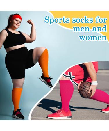 10 Pairs Plus Size Neon Over The Calf Socks | Extra Wide Knee High Socks for Diabetic & Lymphedema | Unisex Athletic Socks in 5 Colors - Buy Online on SooperMarket.com