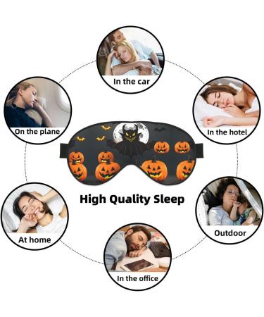 Halloween Moon Bat Pumpkin Print Double-Sided Eye Mask Soft and Light Blocking for Enhancing Sleep Quality - Buy Online on SooperMarket.com