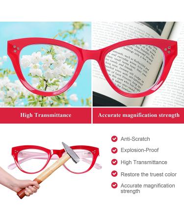 Fashion Oversized Cat Eye Blue Light Blocking Reading Glasses for Women - Red 2.75 - Buy Online on SooperMarket.com