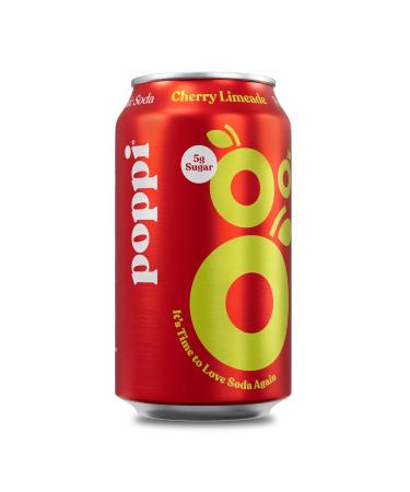 POPPI Sparkling Prebiotic Cherry Limeade Soda w/ Gut Health & Immunity Benefits, Beverages made with Apple Cider Vinegar, Seltzer Water & Fruit Juice, Low Calorie & Low Sugar Drinks, 12oz (12 Pack)