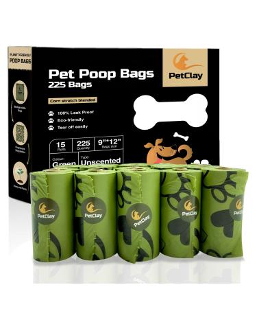 Petclay Dog Poo Bags Biodegradable 100% Leak Proof and Thick dog waste bags - Extra thick dog poop bags (225)