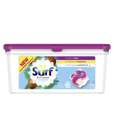 Surf Coconut Bliss 3 in 1 Capsules Washing Capsules even more fragrance* for brilliantly clean laundry every time 27 washes Coconut Bliss 27 count (Pack of 1)