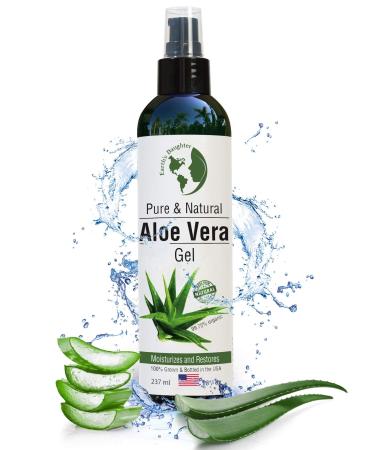 Organic Aloe Vera Gel from 100% Pure and Natural Cold Pressed Aloe - Great for Face - Hair - Acne - Sunburn - Bug Bites - Rashes - Eczema - 8 oz.